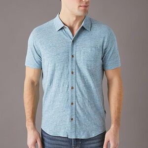 Lucky Brand Men’s XXL Blue Linen Blend Short Sleeve Button Up Shirt Casual